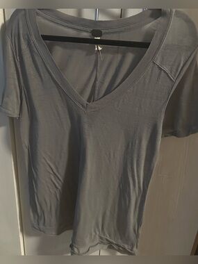 We The Free  V-Neck Short Sleeve Tee in Gray